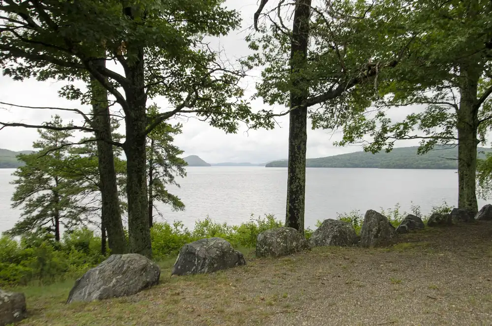 Quabbin Reservoir framed by pines