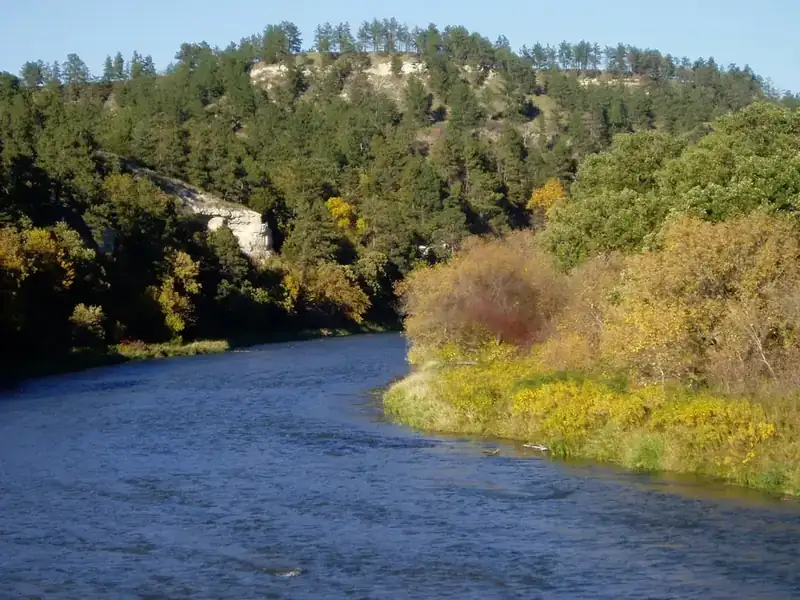 Wooded bluffs standing above the Niobrara River