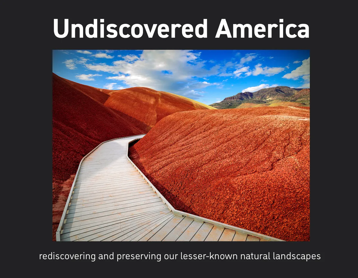 The cover of Undiscovered America: a boardwalk through the red Painted Hills of Oregon, under the title