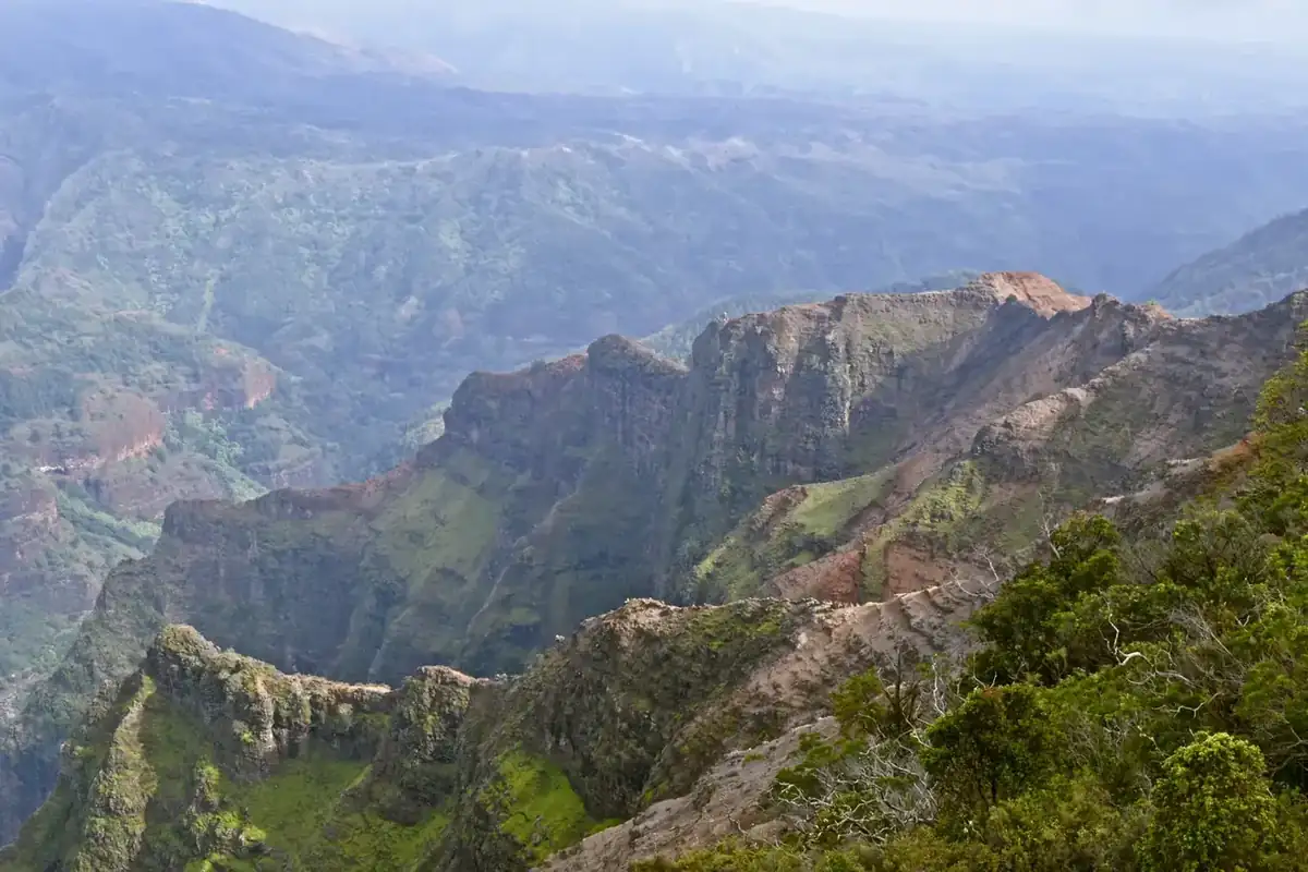 The red and green walls of Waimea Canyon on Kauai